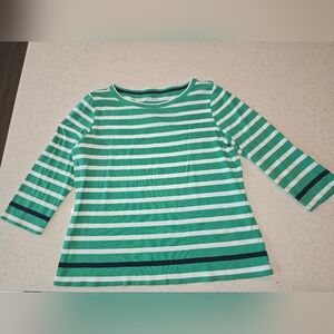 TALBOTS Green Striped Top XL